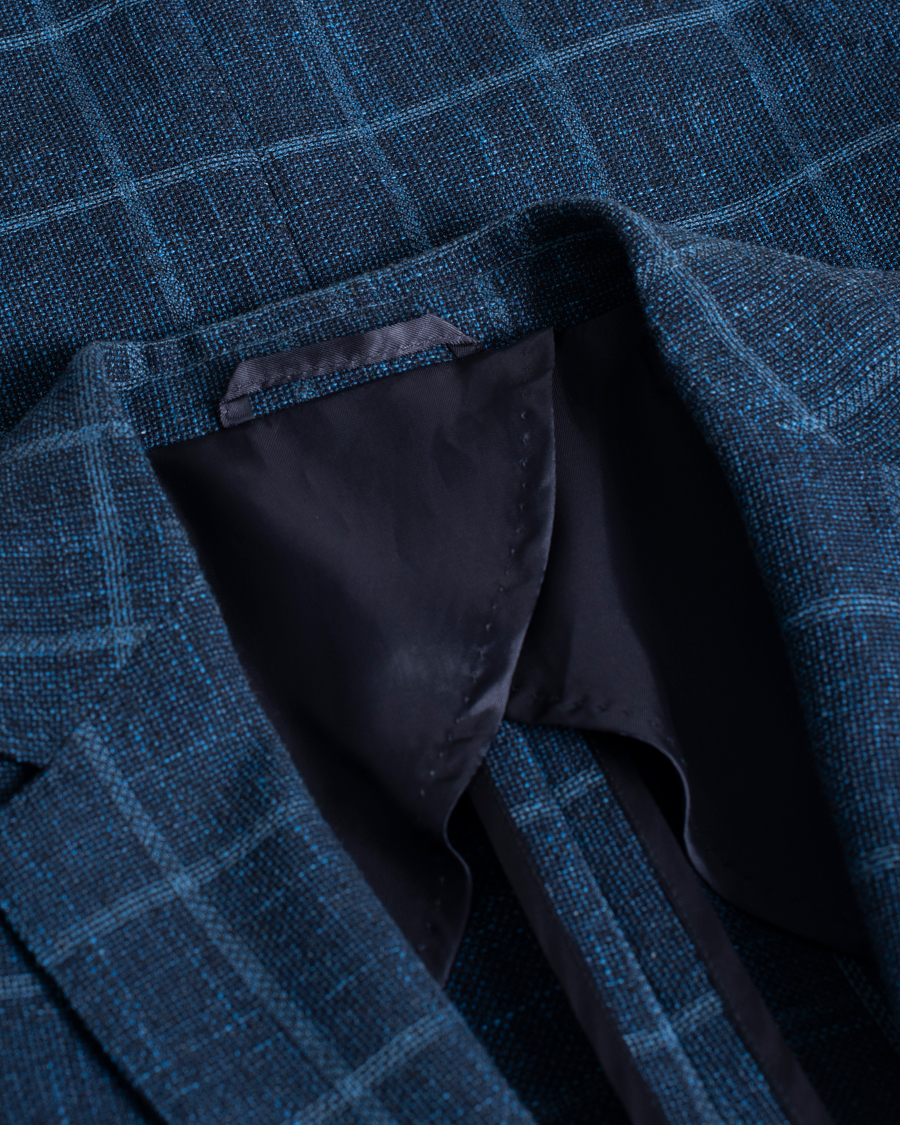 Homme | Blazers | Pre-owned | Hugo Boss Nobis Checked Blazer Dark Blue 46