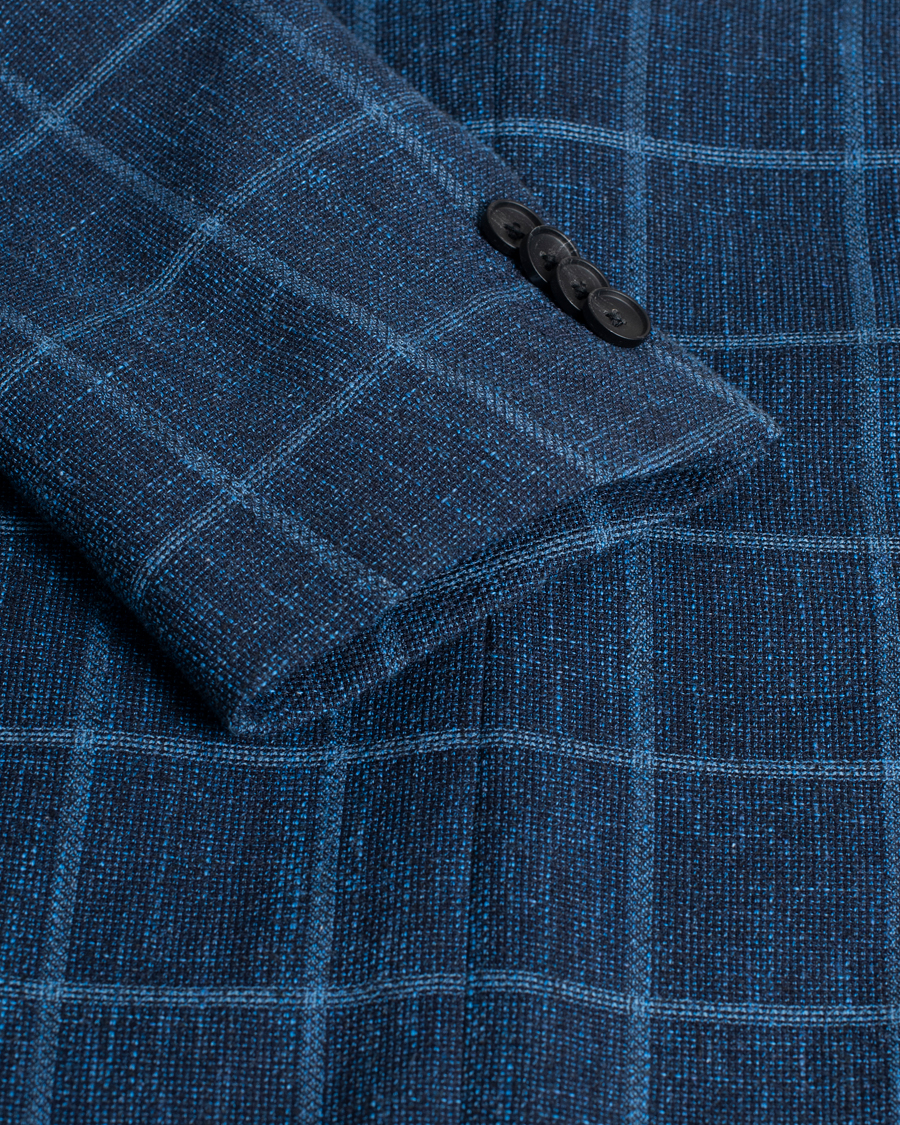 Homme | Blazers | Pre-owned | Hugo Boss Nobis Checked Blazer Dark Blue 46