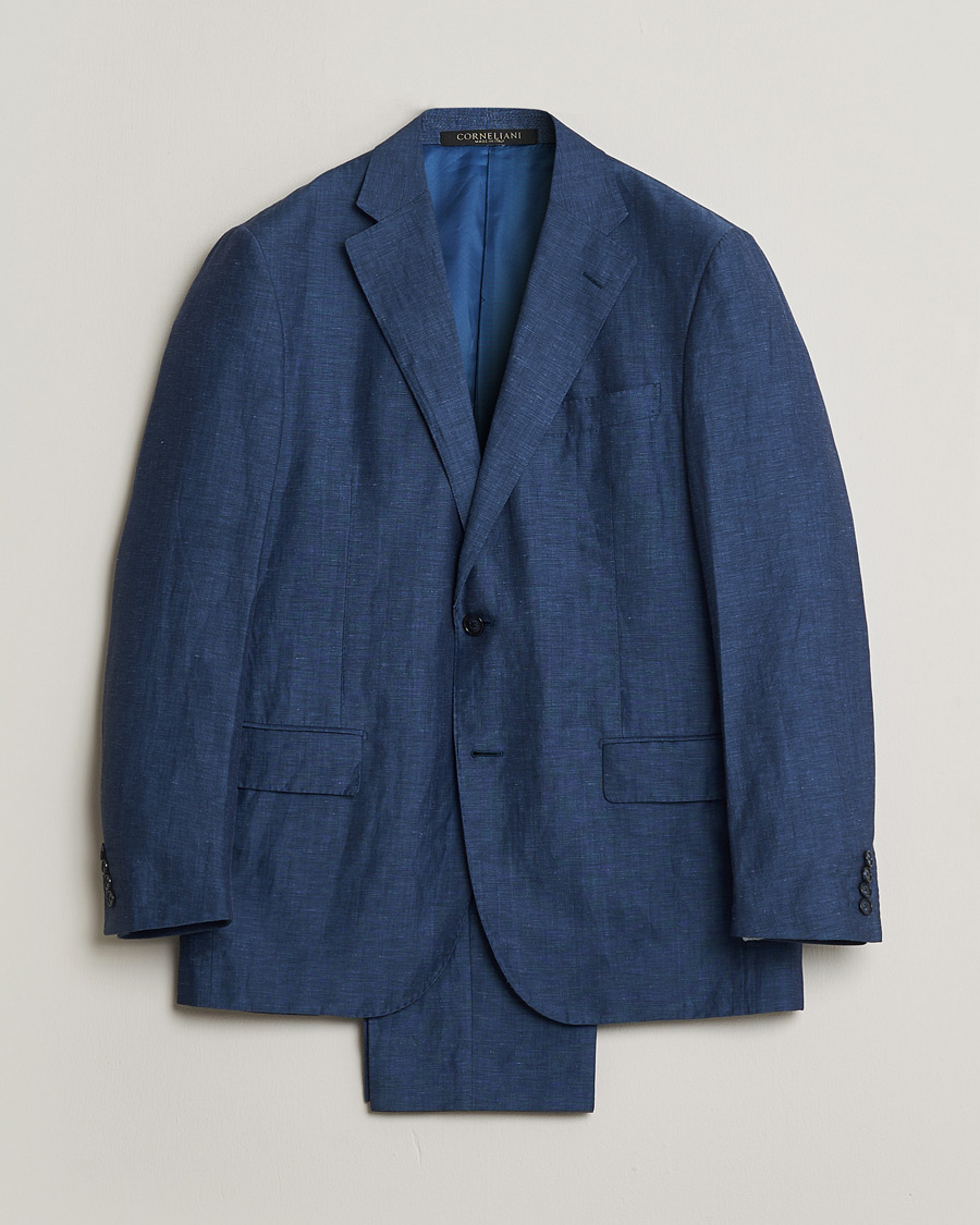 Homme | Pre-owned Costumes | Pre-owned | Corneliani Linen/Wool Blend Suit Blue 52