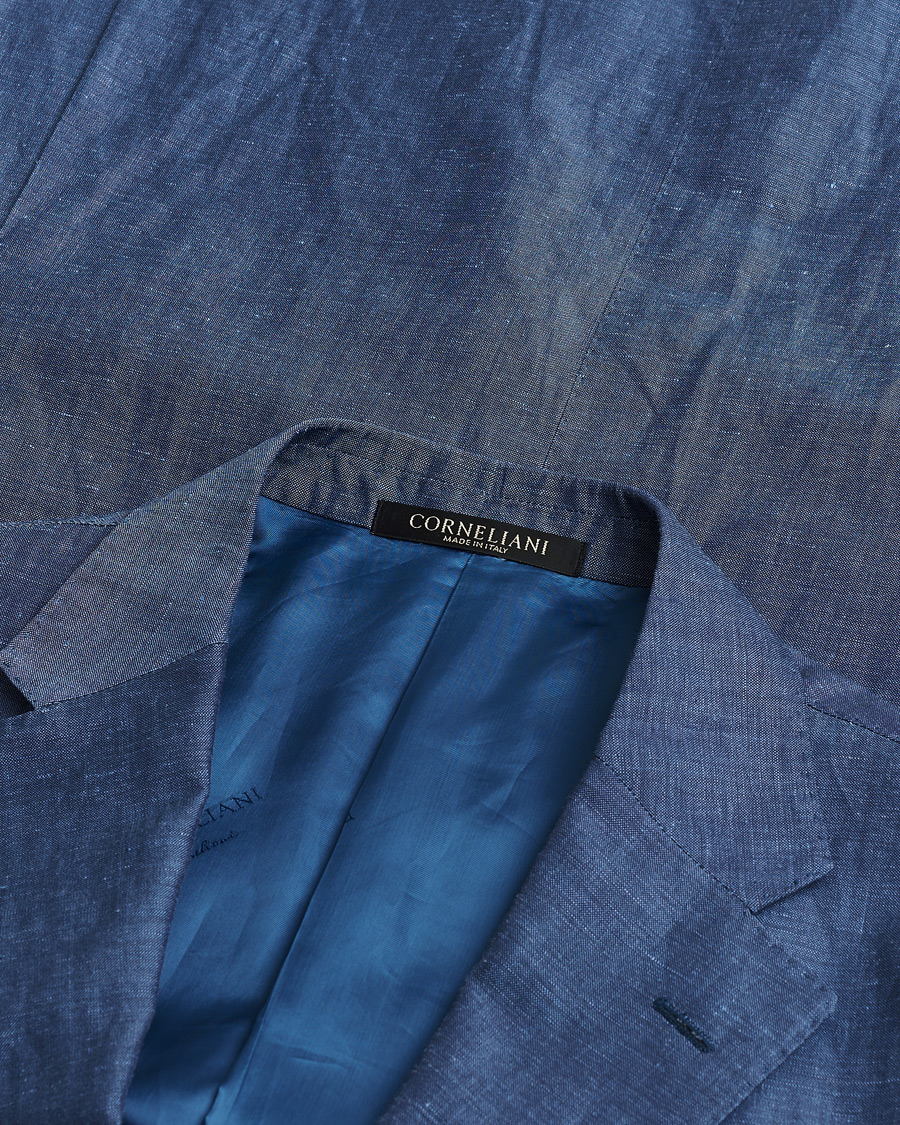 Homme | Corneliani Linen/Wool Blend Suit Blue 52 | Pre-owned | Corneliani Linen/Wool Blend Suit Blue 52