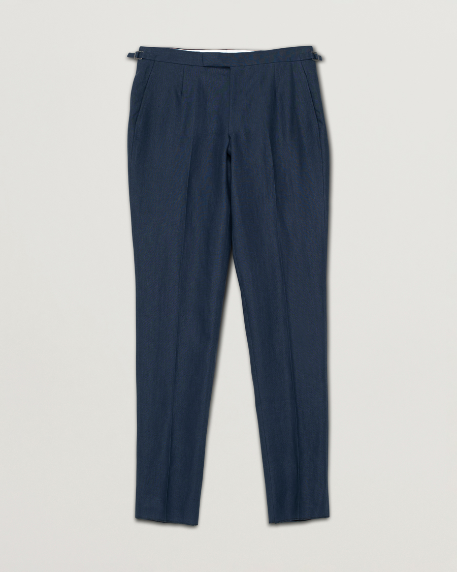 Homme | Pantalons | Pre-owned | Anderson & Sheppard Blue Linen Trousers W34