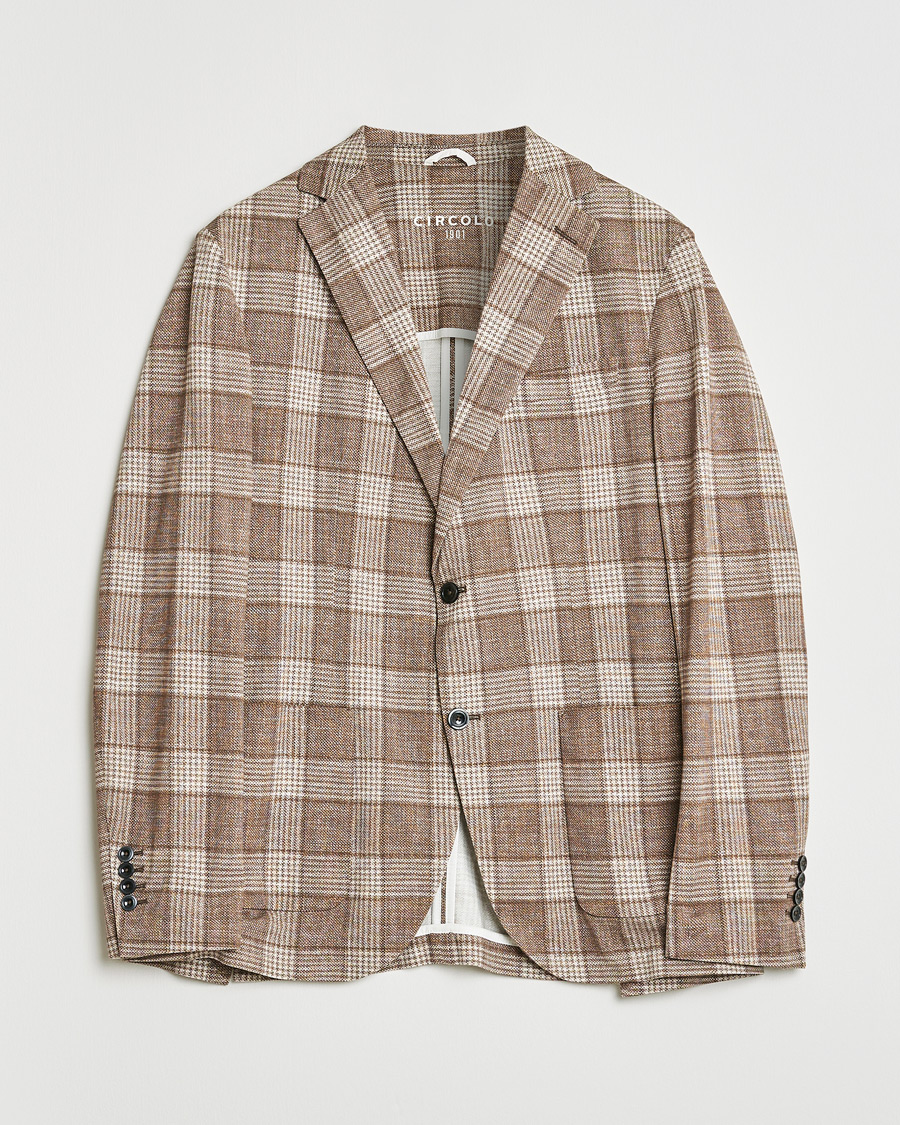 Homme | Circolo Checked Jersey Blazer Beige 54 | Pre-owned | Circolo Checked Jersey Blazer Beige 54