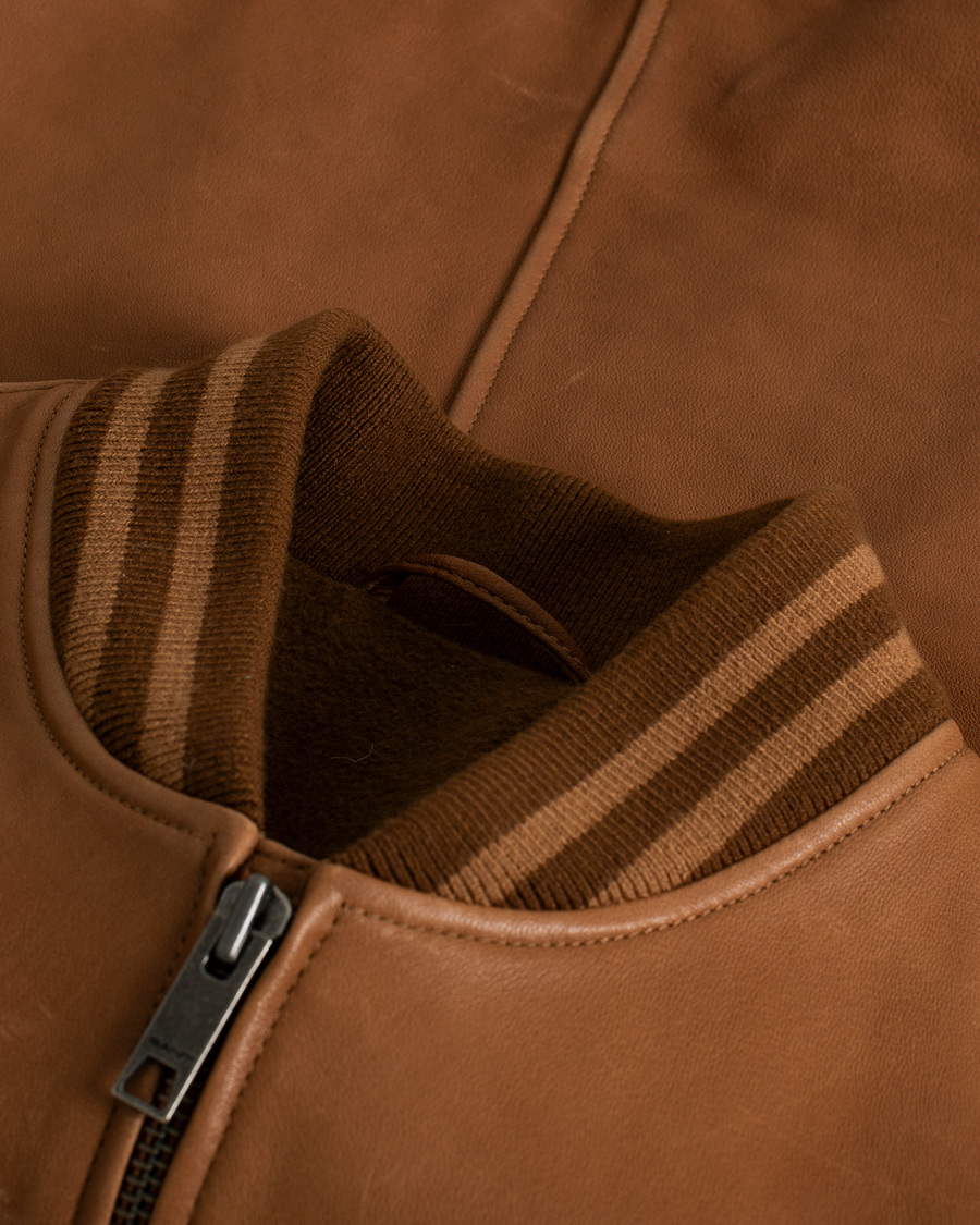 Homme | Pre-owned Manteaux Et Vestes | Pre-owned | GANT Leather Varsity Jacket Brown Sugar