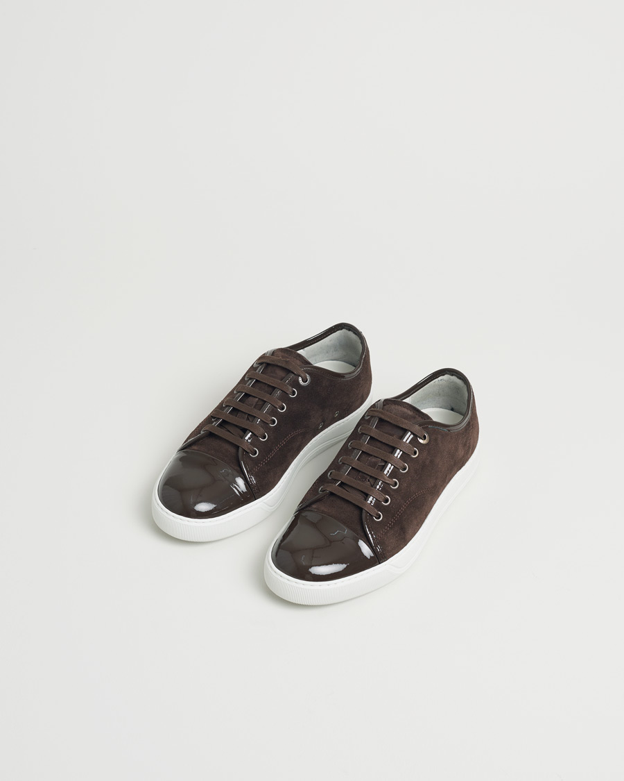 Homme | Lanvin Patent Cap Toe Sneaker Dark Brown | Pre-owned | Lanvin Patent Cap Toe Sneaker Dark Brown
