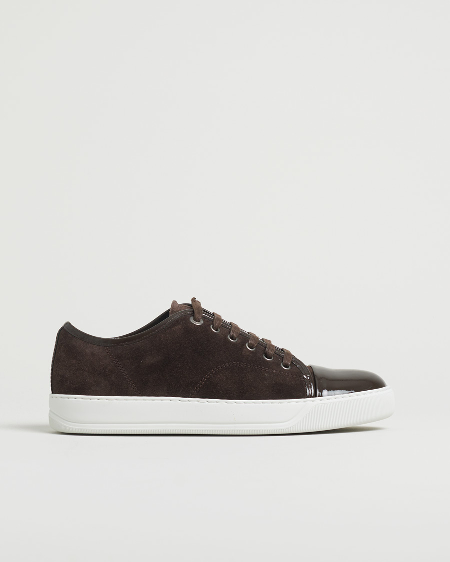 Homme | Lanvin Patent Cap Toe Sneaker Dark Brown | Pre-owned | Lanvin Patent Cap Toe Sneaker Dark Brown
