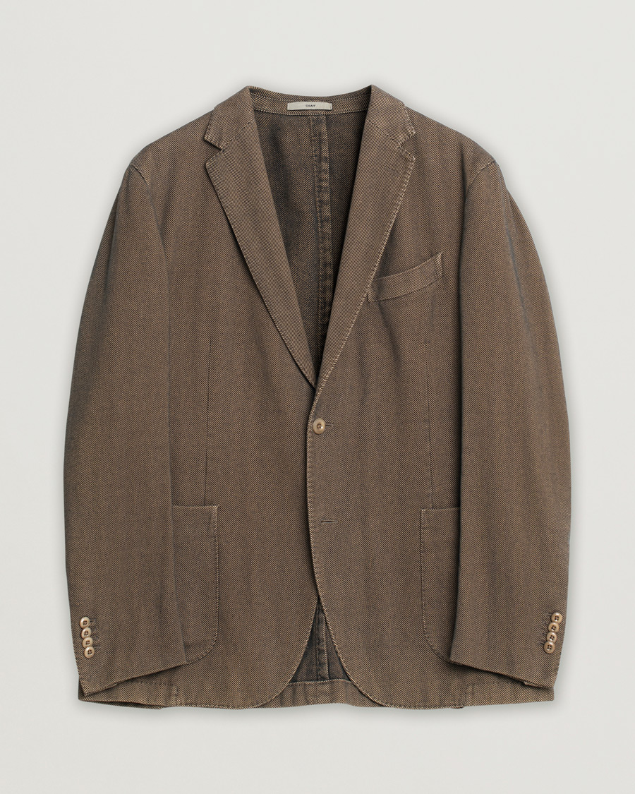 Homme | Blazers | Pre-owned | Boglioli Cotton Herringbone Blazer Brown 54