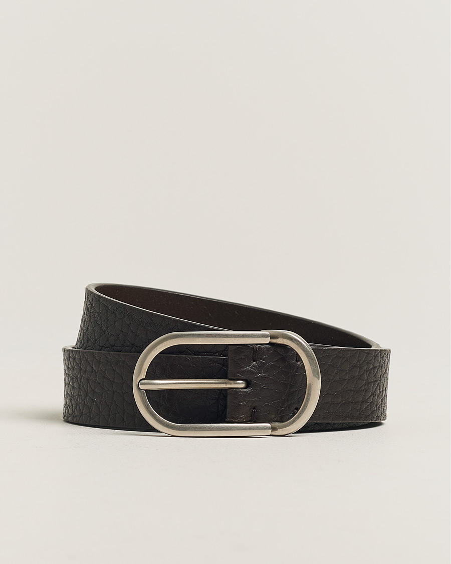 Homme | Brunello Cucinelli Grain Leather Belt Dark Brown | Pre-owned | Brunello Cucinelli Grain Leather Belt Dark Brown