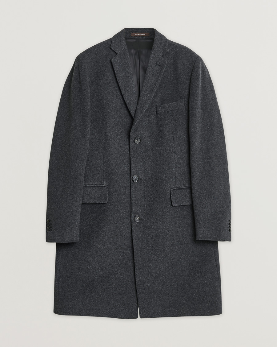 Homme | Oscar Jacobson Savile Row Wool/Cashmere Coat Dark Grey 52 | Pre-owned | Oscar Jacobson Savile Row Wool/Cashmere Coat Dark Grey 52