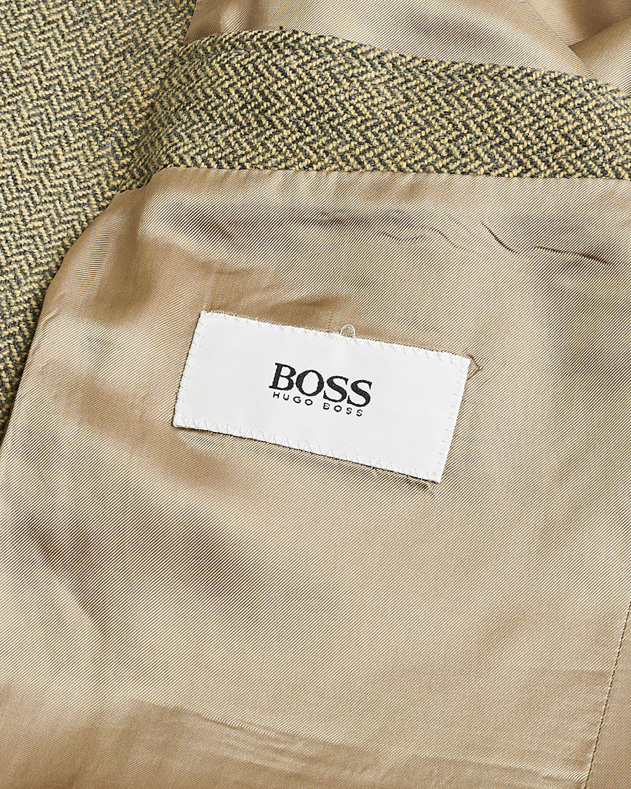 Homme | BOSS Vintage Wool Herringbone Blazer Beige 50 | Pre-owned | BOSS Vintage Wool Herringbone Blazer Beige 50