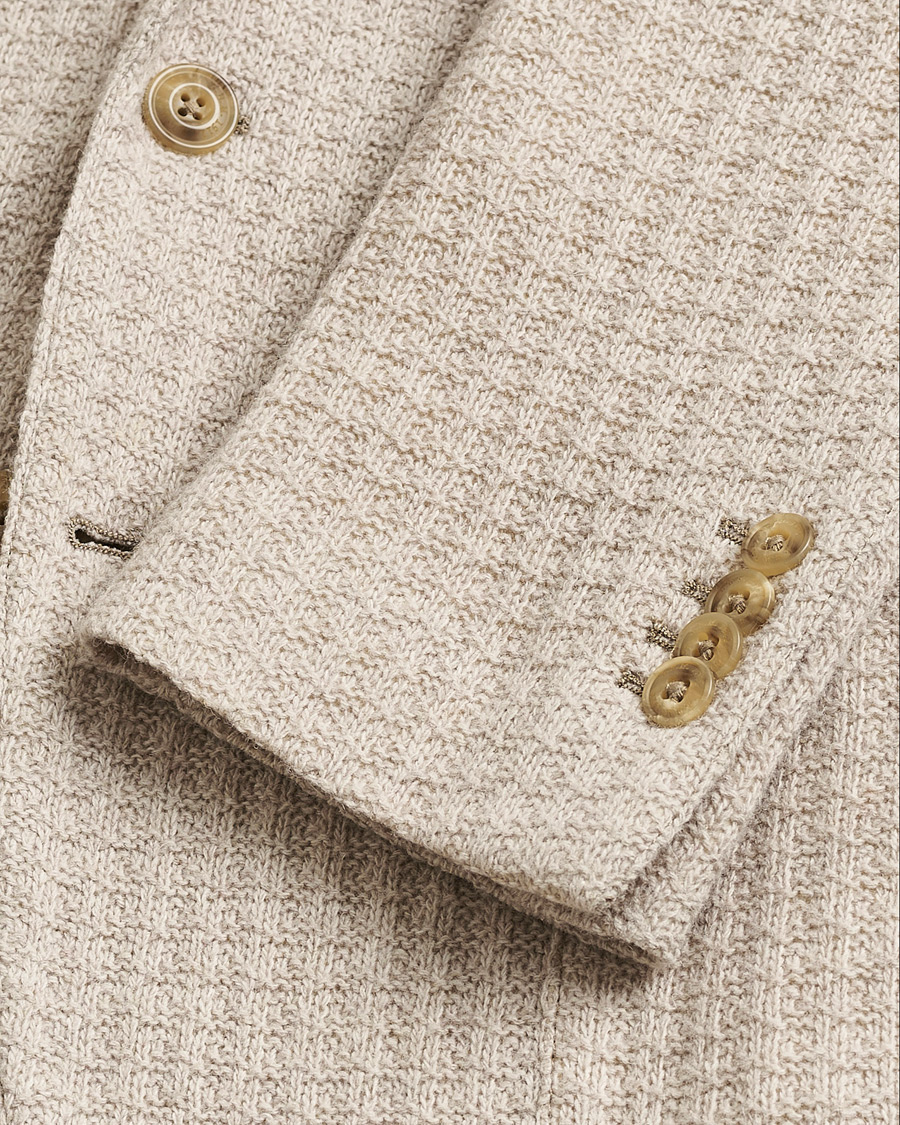 Homme | Pre-owned Blazers | Pre-owned | L.B.M. 1911 Knitted Punto Wool Structure Blazer Camel 54