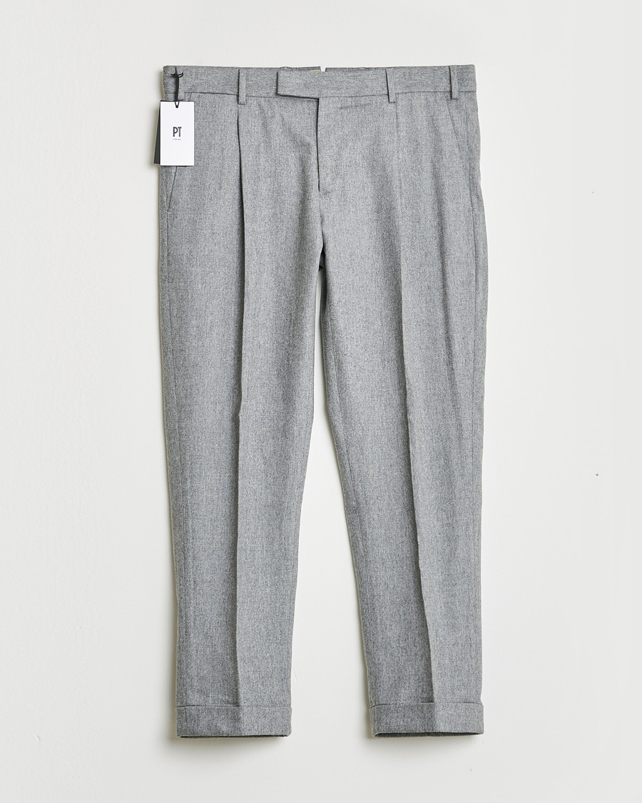 Homme | PT01 Pleated Wool Trousers Grey Melange 50 | Pre-owned | PT01 Pleated Wool Trousers Grey Melange 50