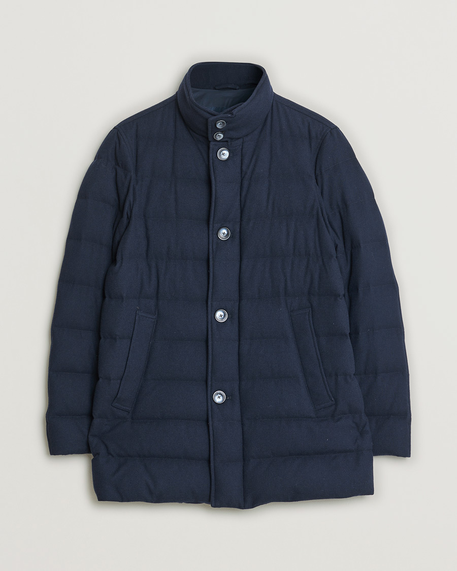 Homme | Herno Cashmere Flannel Down Coat Navy | Pre-owned | Herno Cashmere Flannel Down Coat Navy
