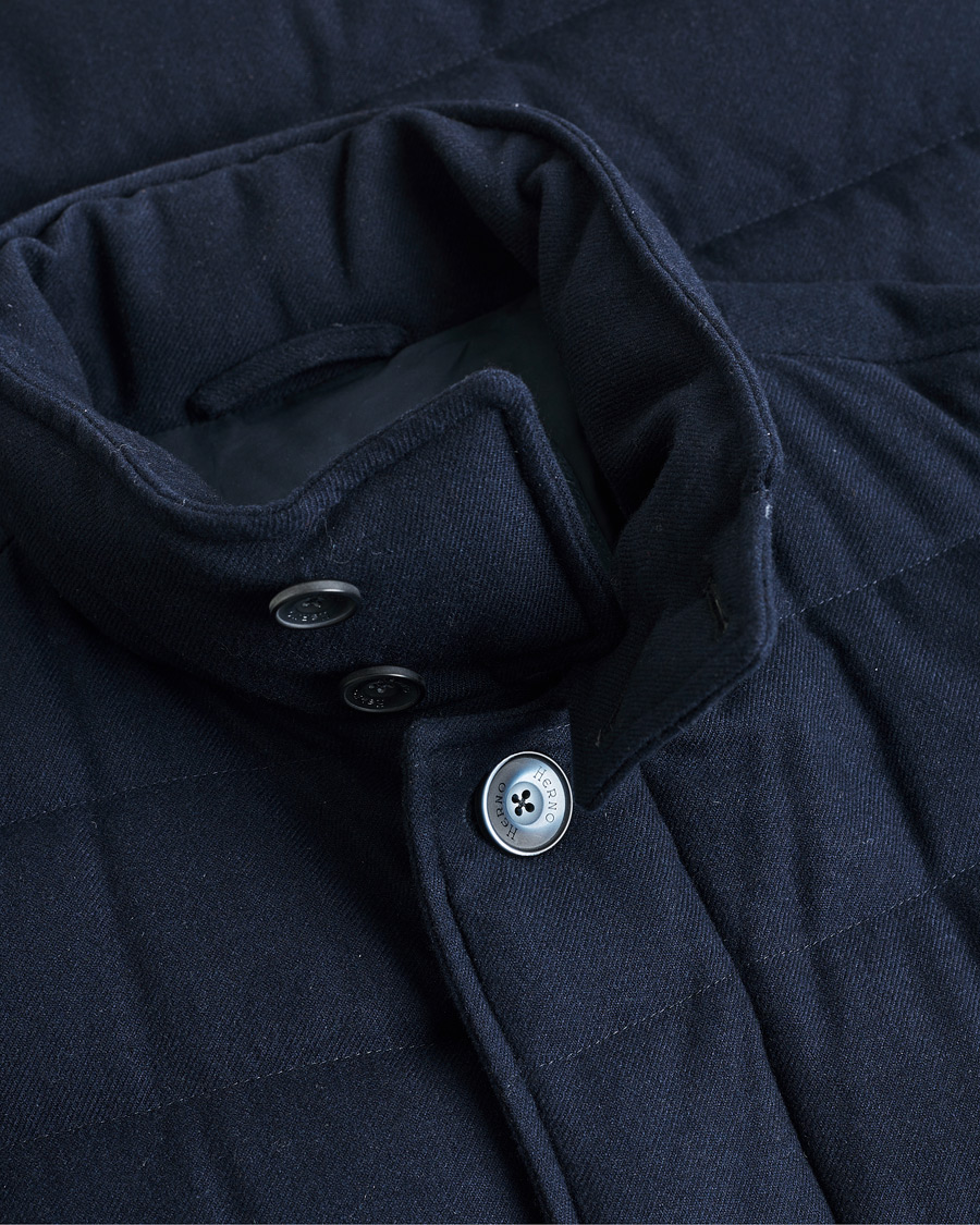Homme | Herno Cashmere Flannel Down Coat Navy | Pre-owned | Herno Cashmere Flannel Down Coat Navy