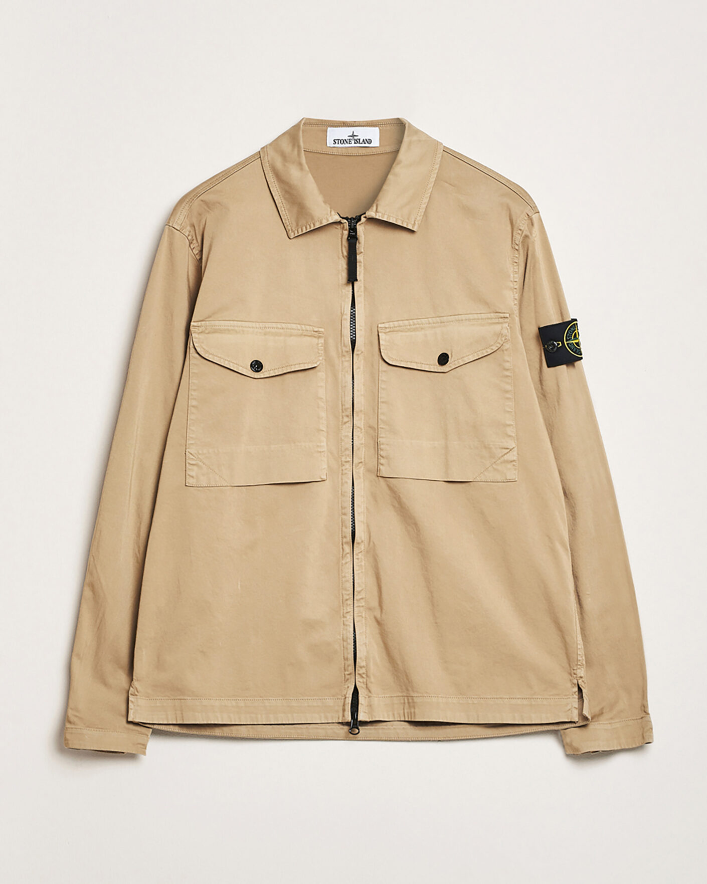 Homme | Pre-owned Manteaux Et Vestes | Pre-owned | Stone Island Cotton Stretch Zip Overshirt Biscuit XL