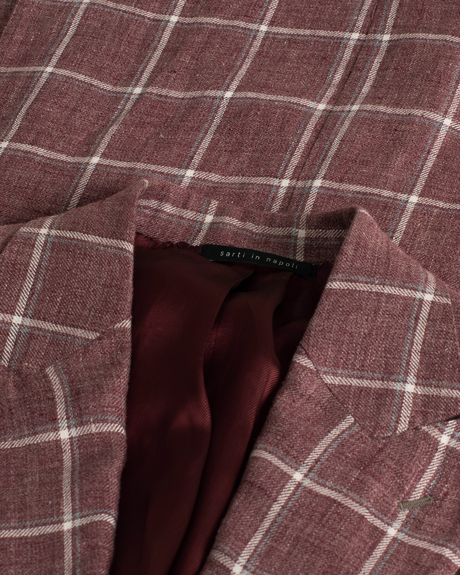 Homme | Blazers | Pre-owned | Gaiola Napoli Double Breasted Linen Blazer Merlot 50