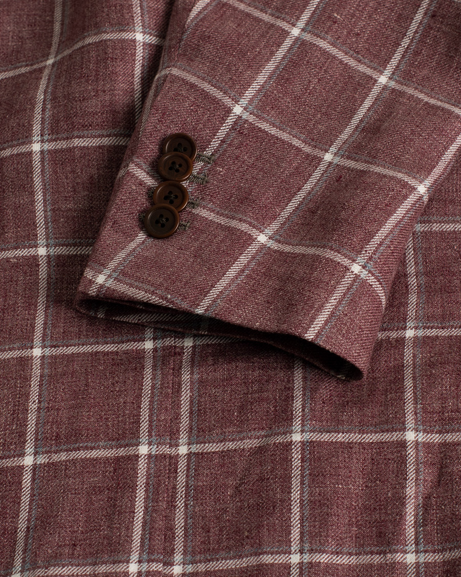 Homme | Blazers | Pre-owned | Gaiola Napoli Double Breasted Linen Blazer Merlot 50