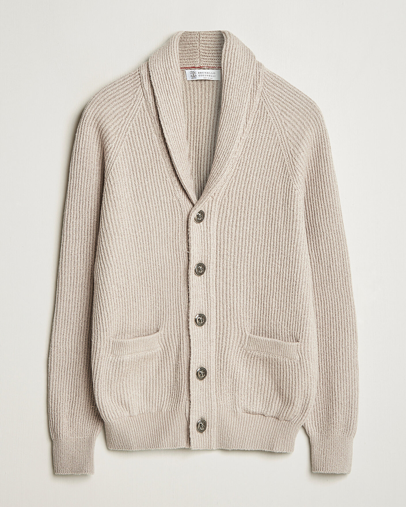 Homme | Pre-owned Pulls Et Tricots | Pre-owned | Brunello Cucinelli Heavy Rib Shawl Cardigan Beige 52