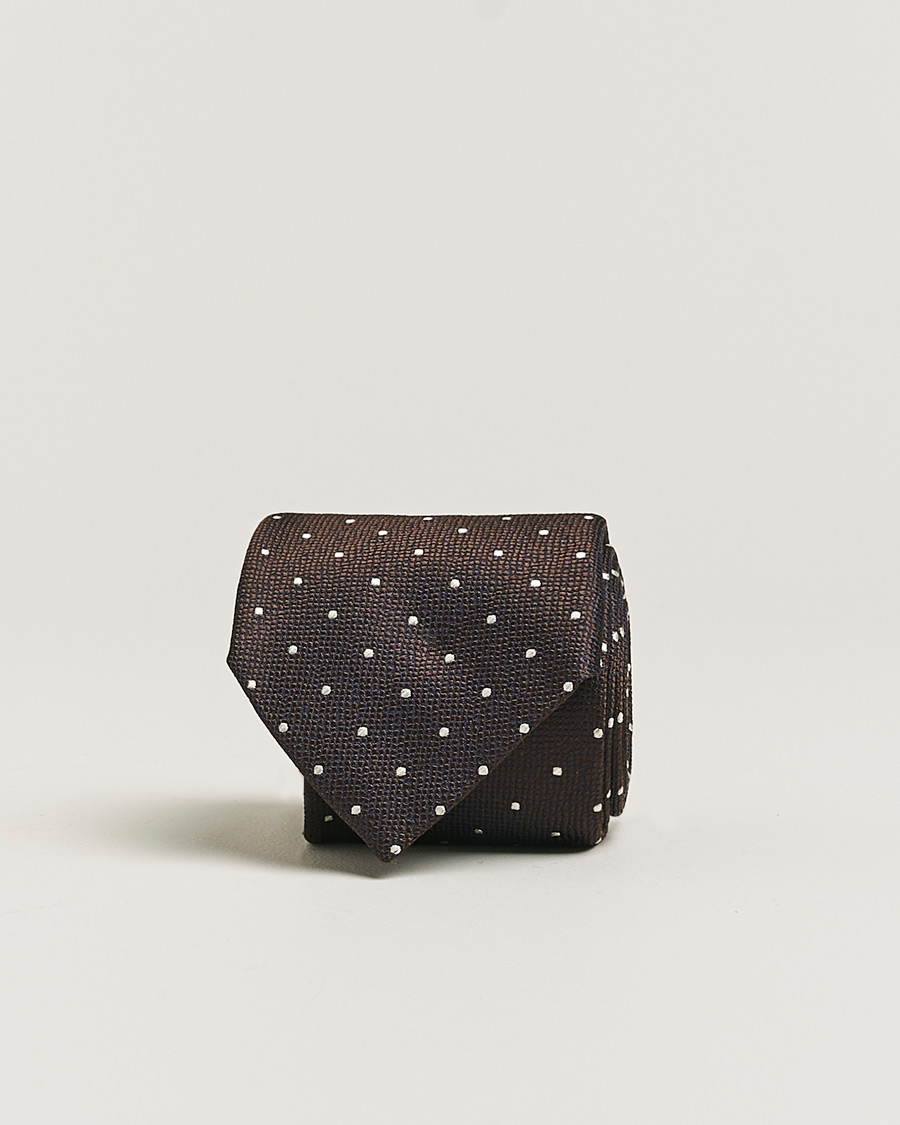 Homme | Canali Micro Dot Silk Tie Brown | Pre-owned | Canali Micro Dot Silk Tie Brown