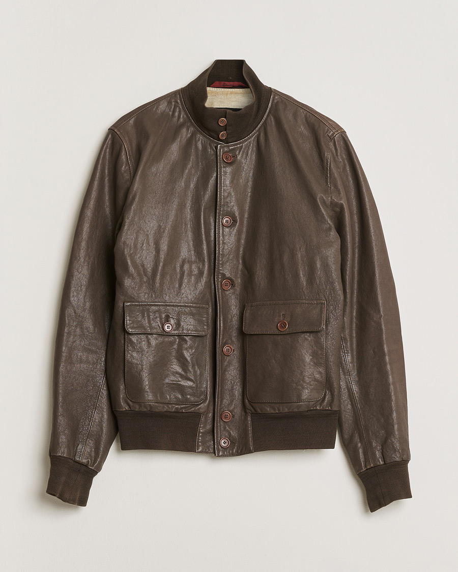 Homme | Pre-owned Manteaux Et Vestes | Pre-owned | Stewart Calf Bomber Jacket Dark Brown L