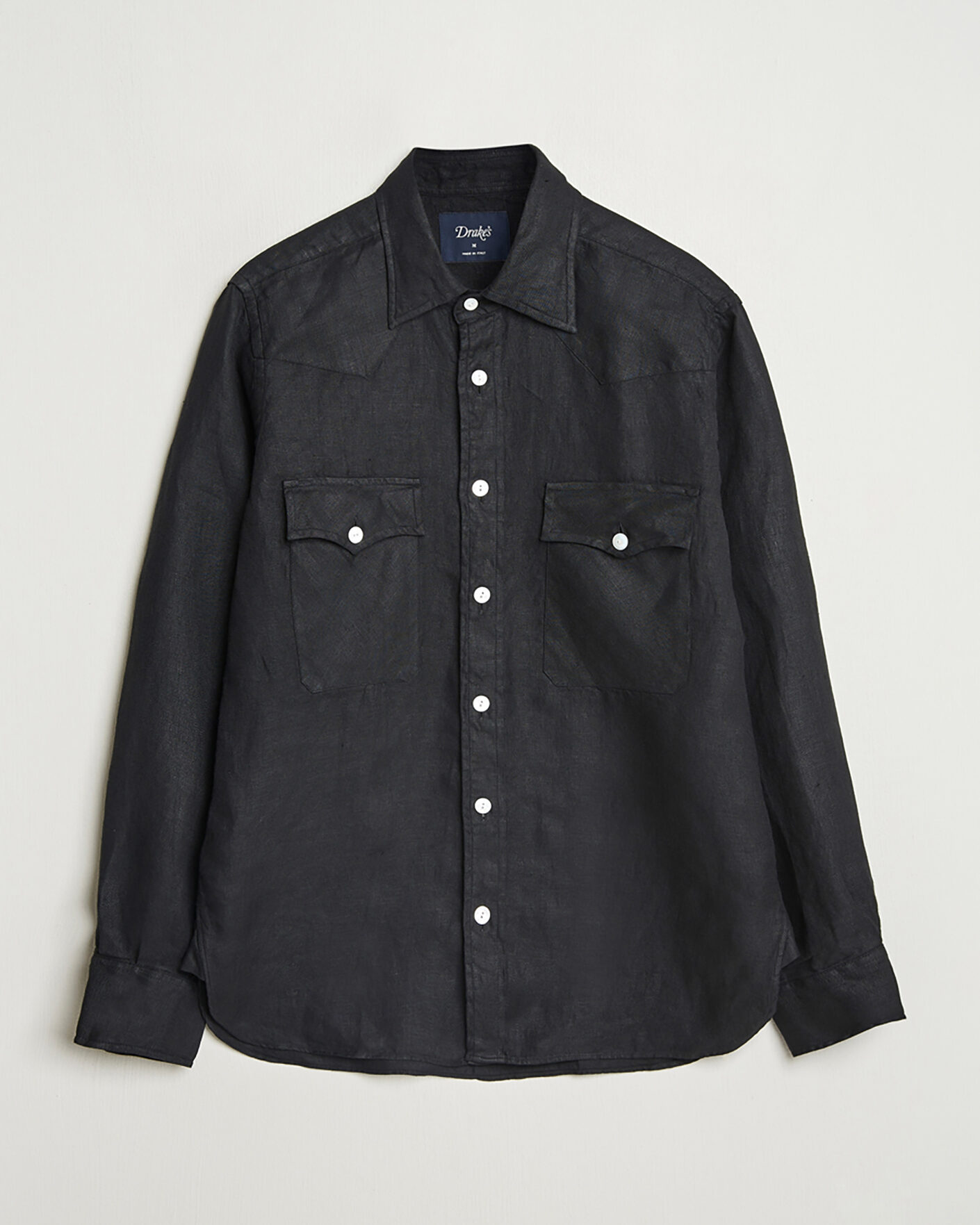 Homme | Pre-owned Chemises | Pre-owned | Drake's Linen Twill Western Shirt Black L