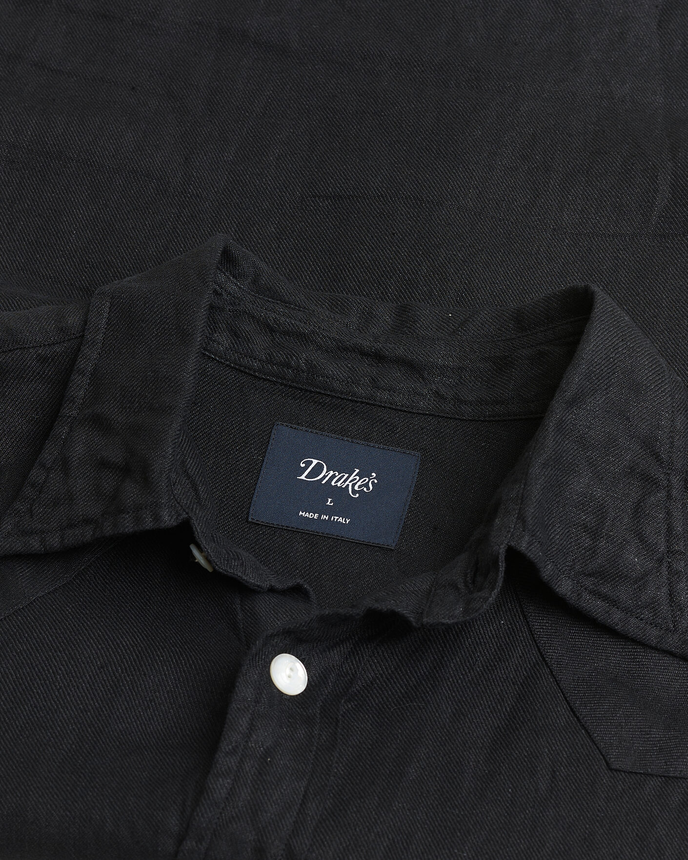 Homme | Pre-owned Chemises | Pre-owned | Drake's Linen Twill Western Shirt Black L