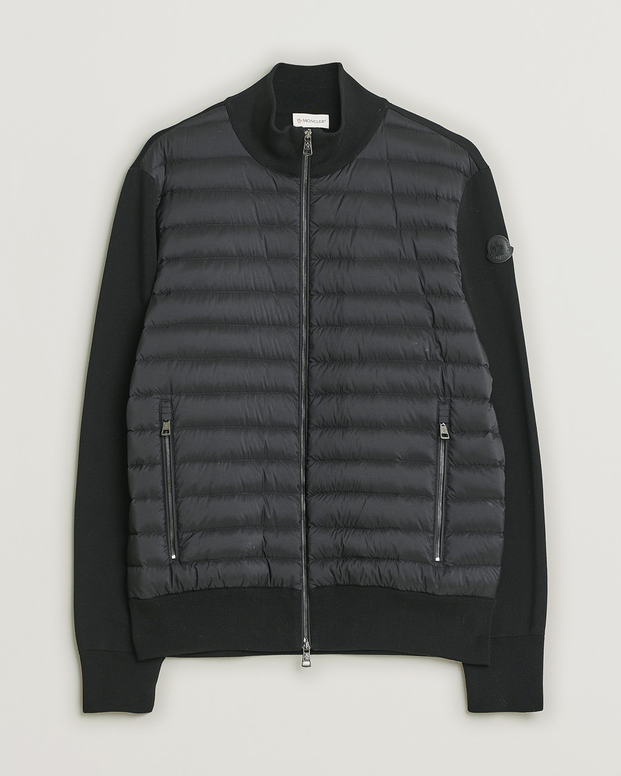 Homme | Moncler Hybrid Zip Cardigan Black | Pre-owned | Moncler Hybrid Zip Cardigan Black