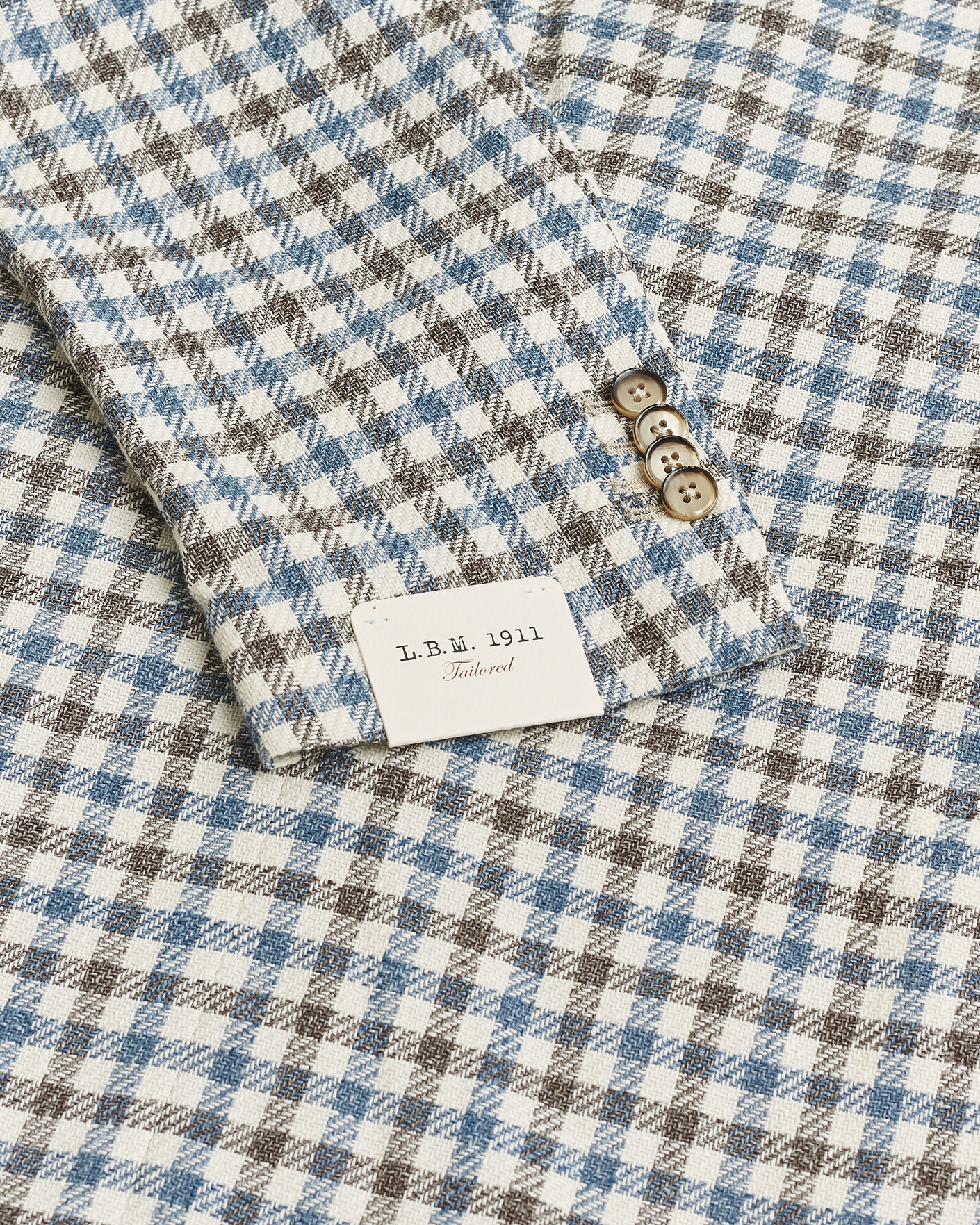 Homme | Pre-owned Blazers | Pre-owned | L.B.M. 1911 Jack Regular Fit Checked Blazer Blue/Brown 52
