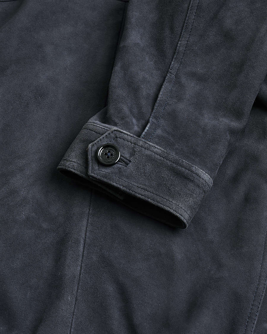 Homme | BOSS Malbano Suede Jacket Blue Grey 48 | Pre-owned | BOSS Malbano Suede Jacket Blue Grey 48