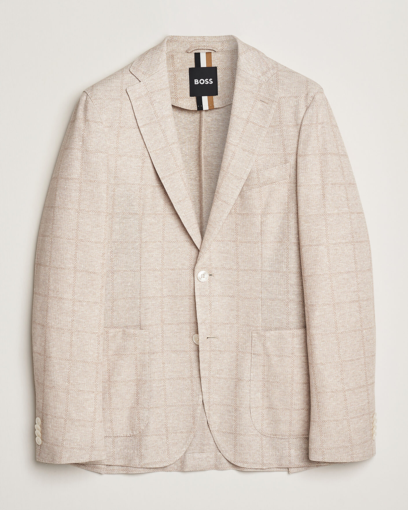 Homme | Pre-owned Blazers | Pre-owned | BOSS BLACK Hanry Checked Jersey Patch Pocket Blazer Open White 52