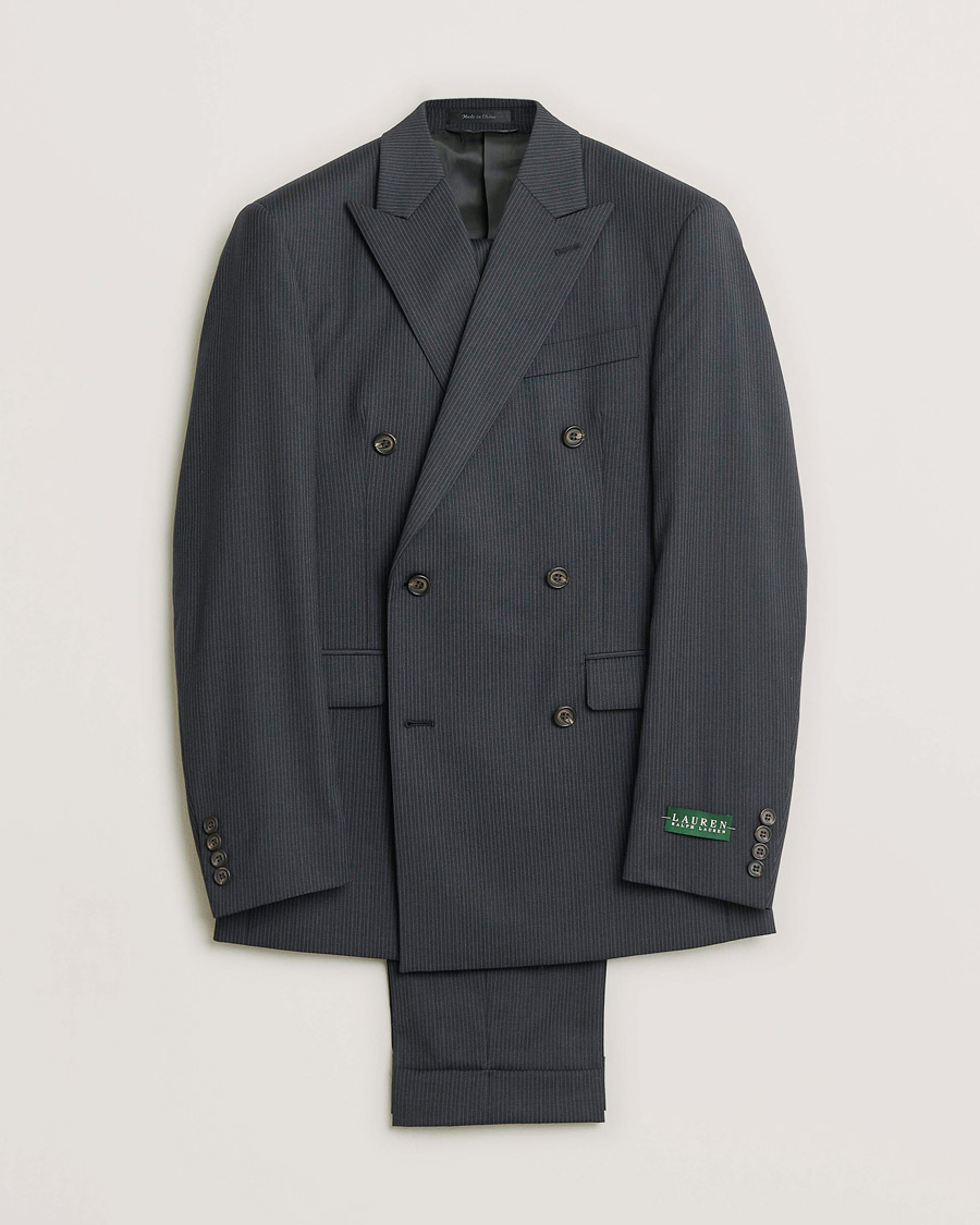 Homme | Pre-owned Costumes | Pre-owned | Ralph Lauren Double Breasted Striped Wool Suit Dark Grey 46