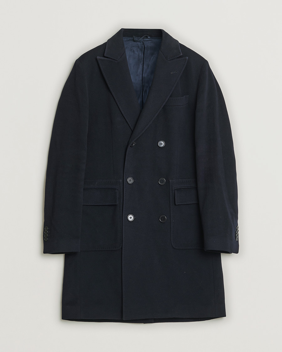 Homme | Aspesi Double Breasted Wool Coat Navy M | Pre-owned | Aspesi Double Breasted Wool Coat Navy M