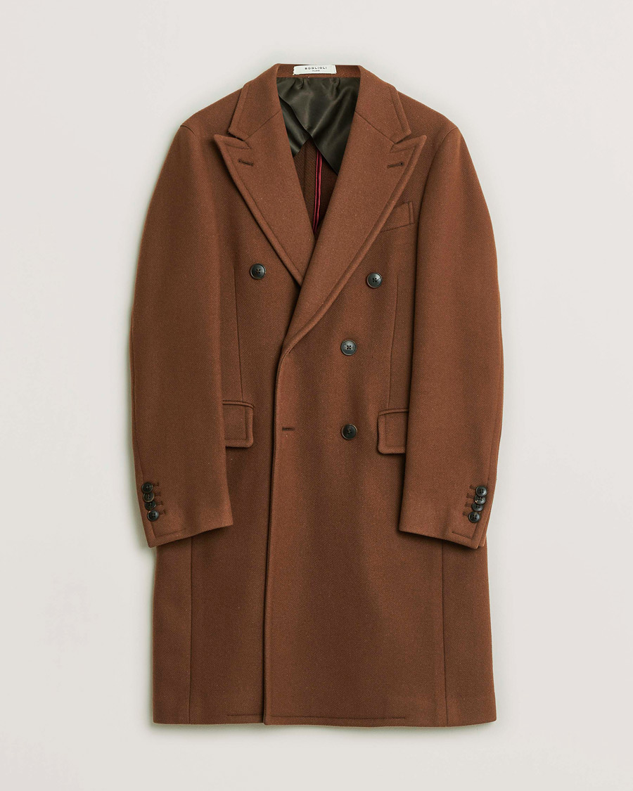Homme | Boglioli Double Breasted Wool Coat Rust Brown 46 | Pre-owned | Boglioli Double Breasted Wool Coat Rust Brown 46