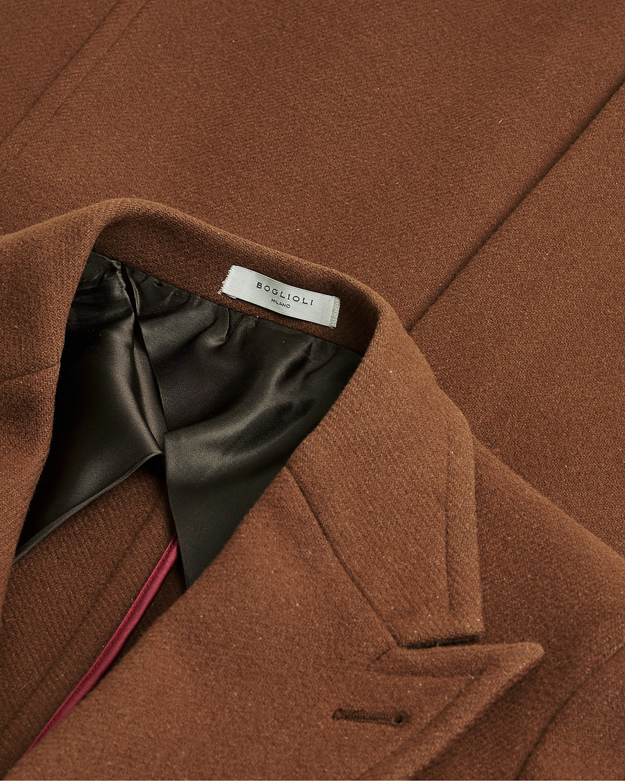 Homme | Boglioli Double Breasted Wool Coat Rust Brown 46 | Pre-owned | Boglioli Double Breasted Wool Coat Rust Brown 46