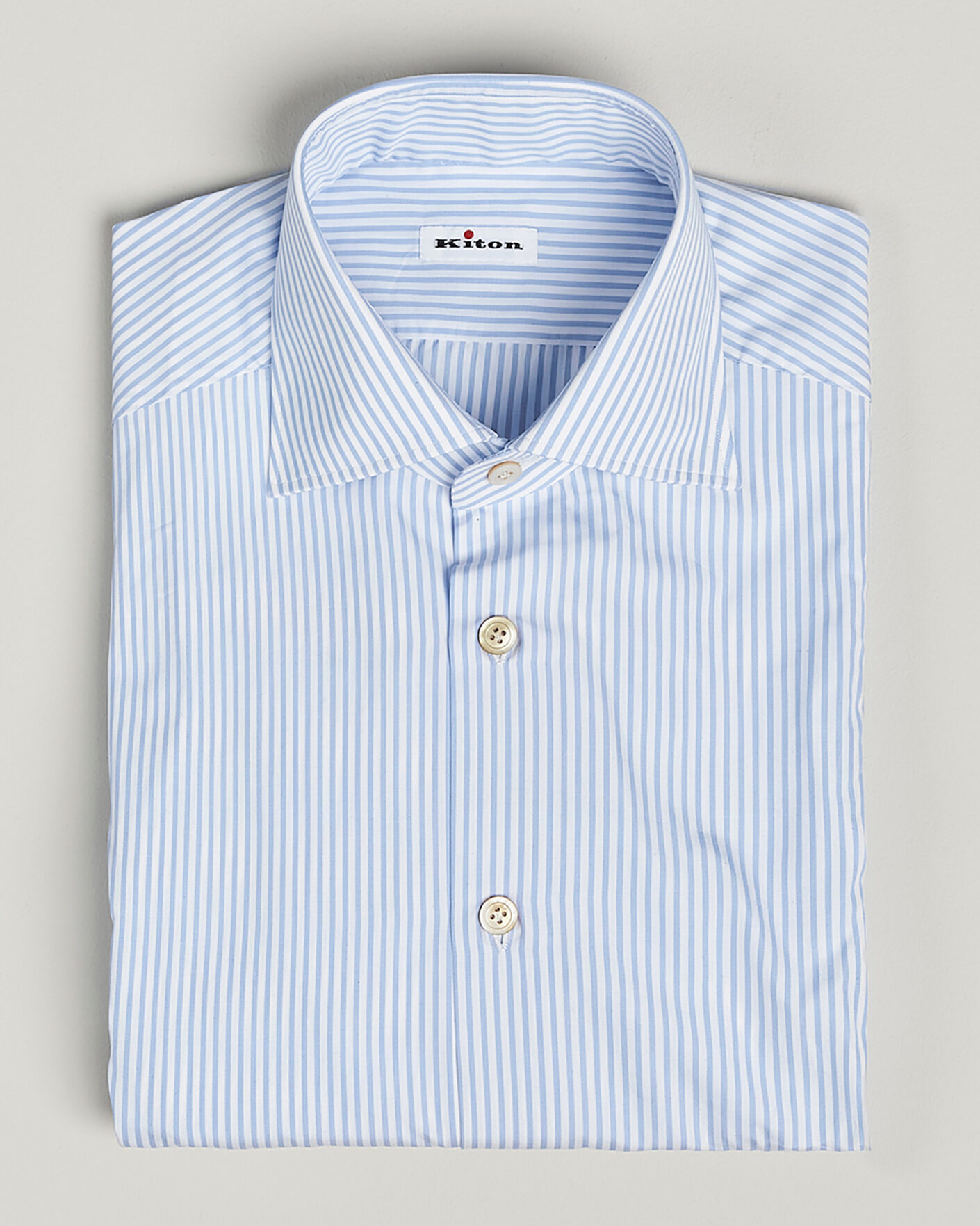 Homme | Pre-owned Chemises | Pre-owned | Kiton Cotton Dress Shirt Light Blue Stripe 40 - M
