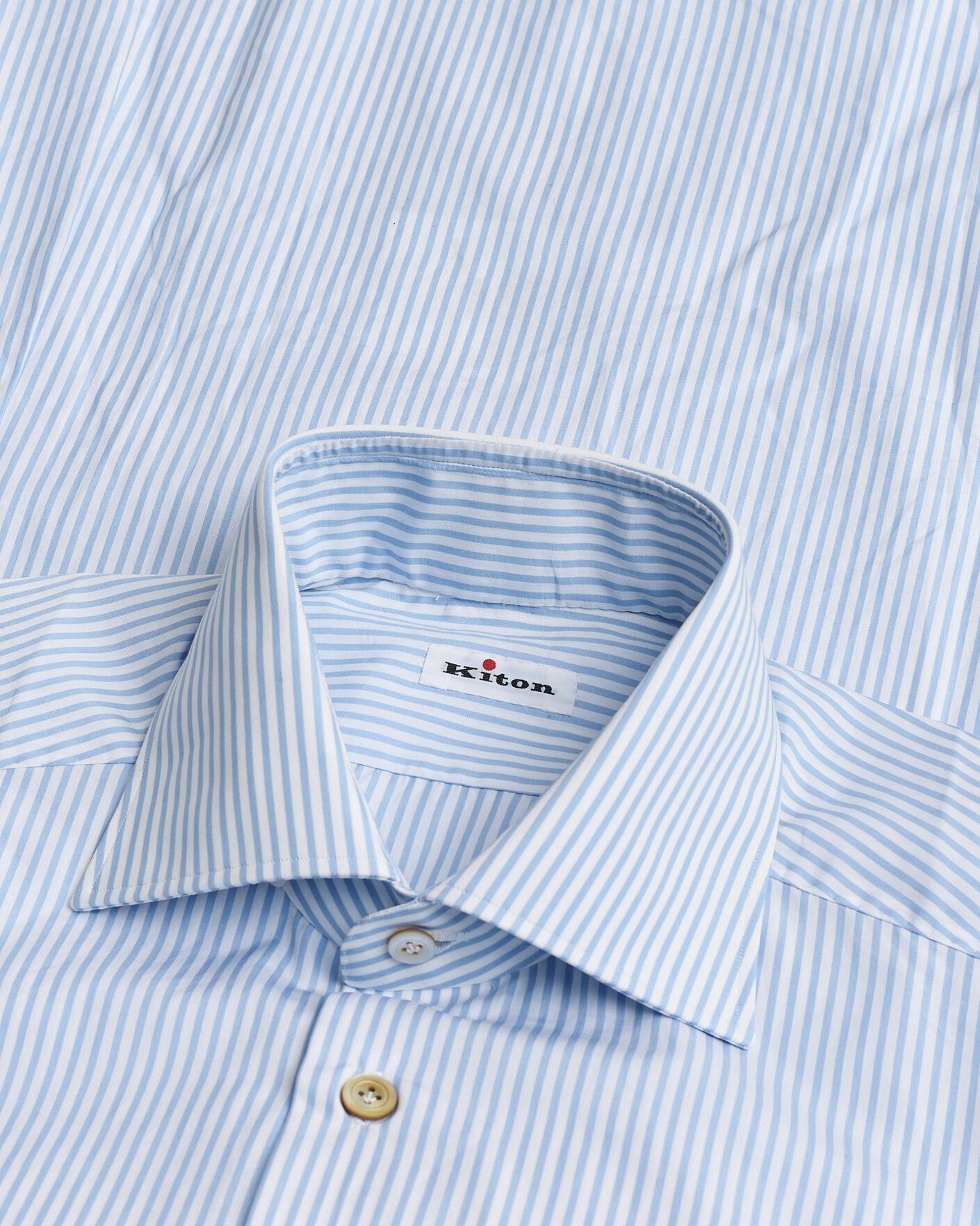 Homme | Pre-owned Chemises | Pre-owned | Kiton Cotton Dress Shirt Light Blue Stripe 40 - M