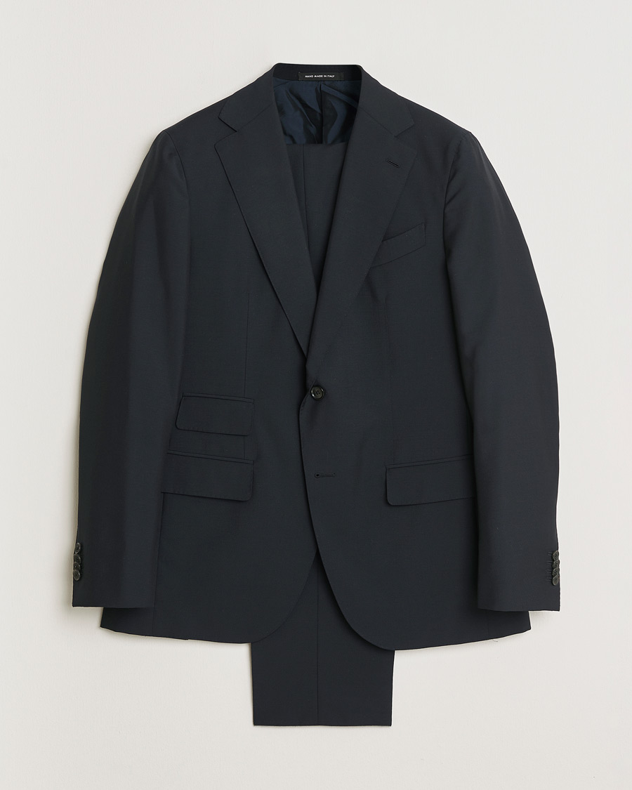 Homme | Caruso Mohair Blend Aida 3-Piece Suit Navy 50 | Pre-owned | Caruso Mohair Blend Aida 3-Piece Suit Navy 50
