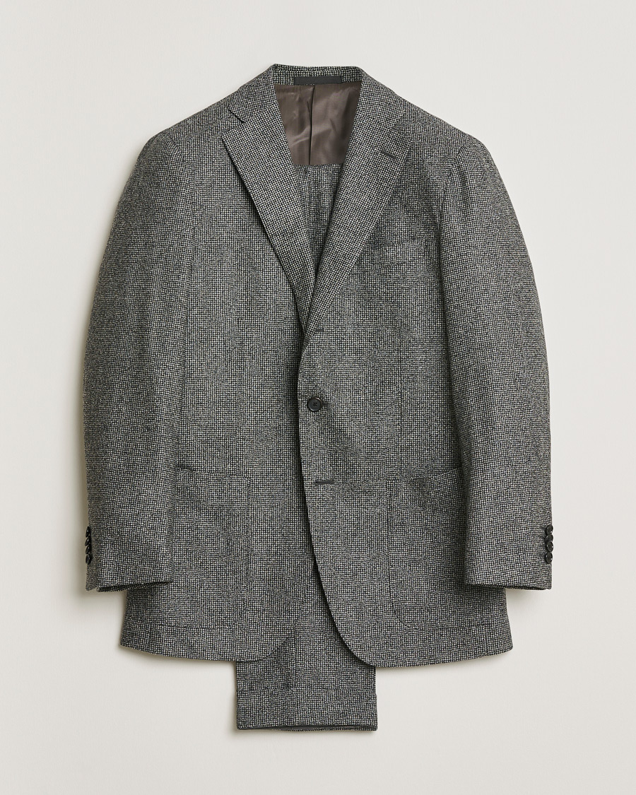 Homme | Pre-owned Costumes | Pre-owned | Caruso Houndstooth Wool Suit Grey 50