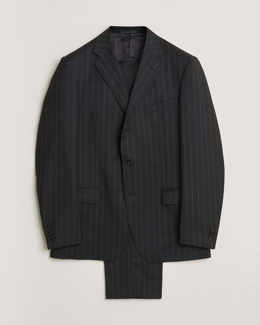 Homme | Pre-owned Costumes | Pre-owned | Caruso Pinstripe Wool Suit Black 52
