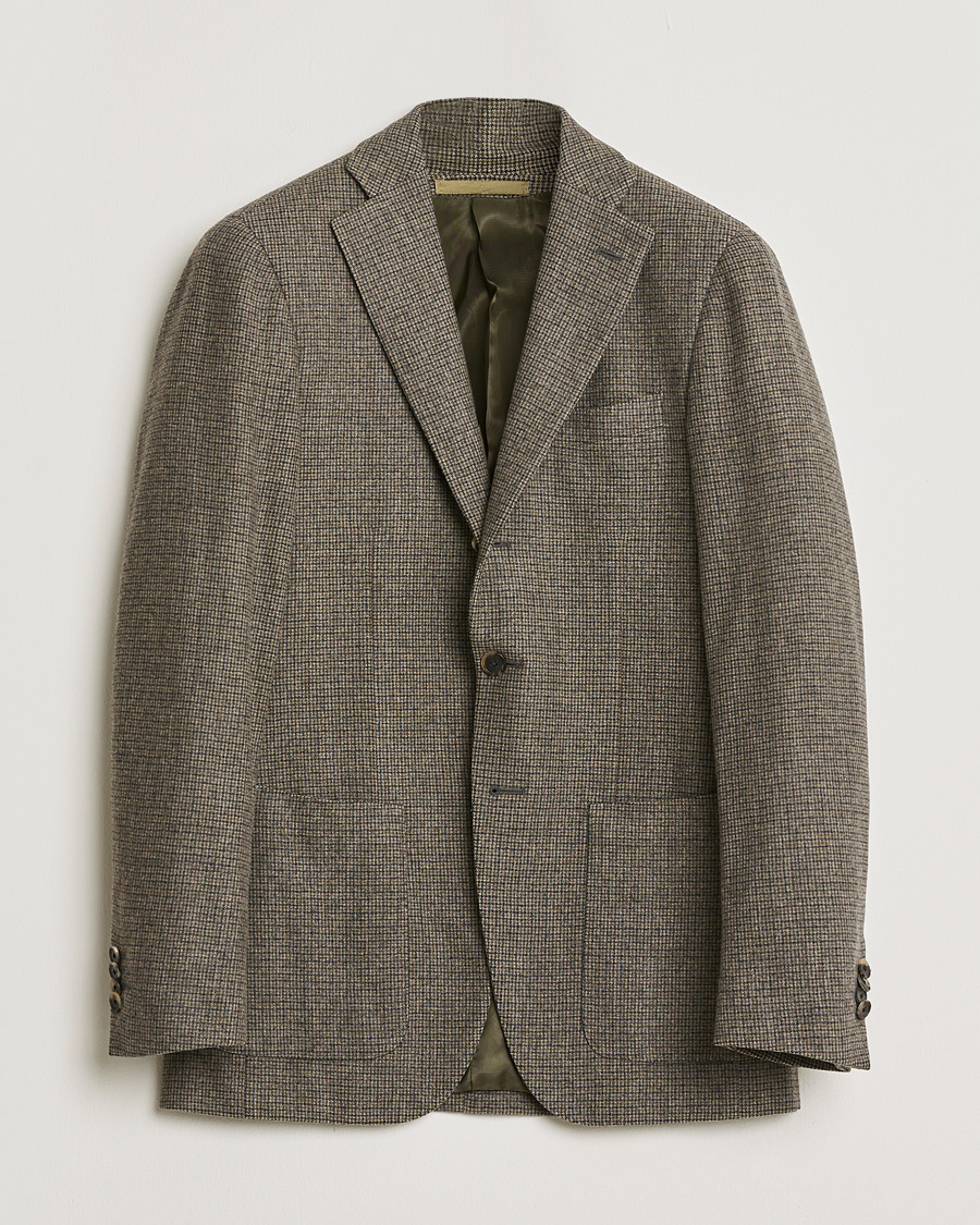 Homme | Pre-owned Blazers | Pre-owned | Caruso Wool Houndstooth Blazer Brown 46