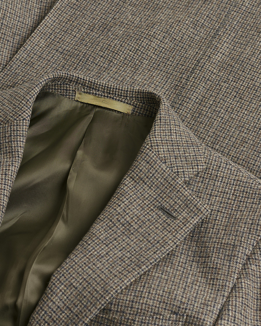 Homme | Pre-owned Blazers | Pre-owned | Caruso Wool Houndstooth Blazer Brown 46