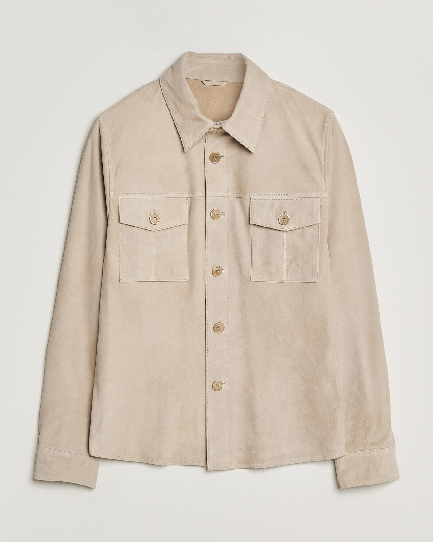Homme | Stenströms Suede Pocket Overshirt Beige M | Pre-owned | Stenströms Suede Pocket Overshirt Beige M