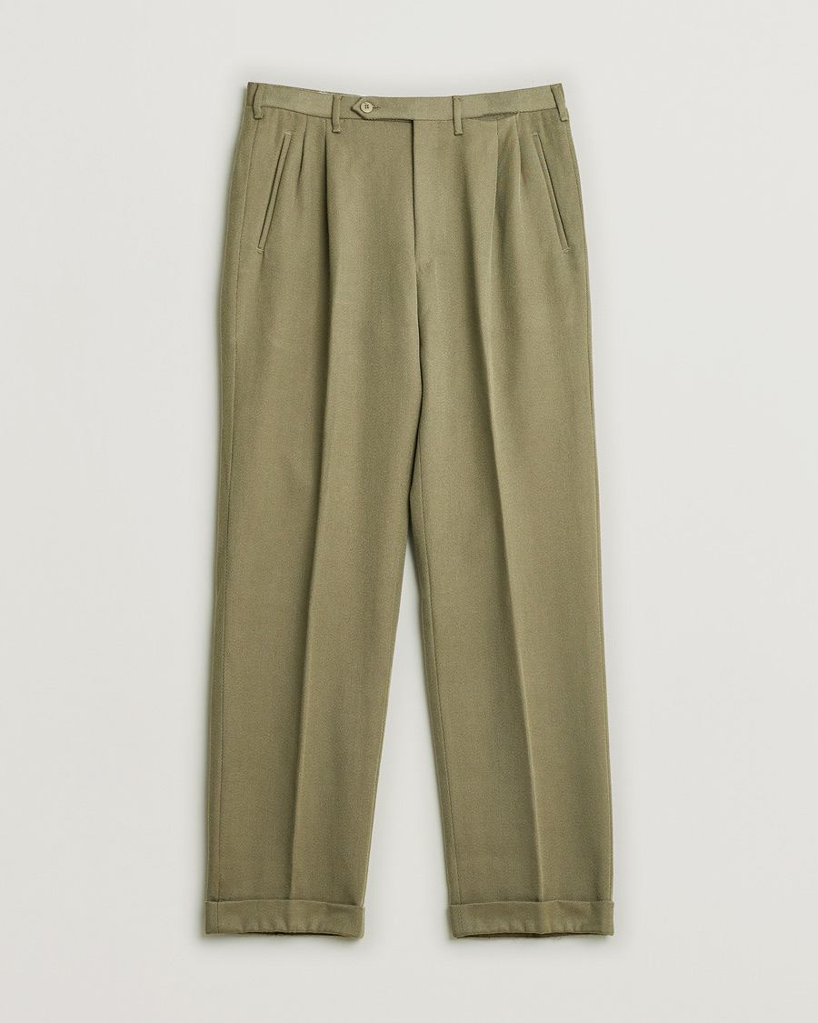 Homme | Pre-owned Pantalons | Pre-owned | Rota Pantaloni Twill Wool Trousers Mole Green 48